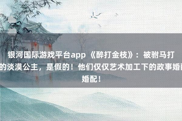 银河国际游戏平台app 《醉打金枝》：被驸马打过的淡漠公主，是假的！他们仅仅艺术加工下的政事婚配！