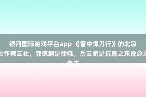 银河国际游戏平台app 《雪中悍刀行》的北凉比作德云社，郭德纲是徐骁，岳云鹏是抗纛之东说念主