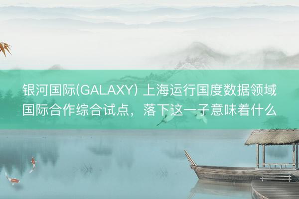 银河国际(GALAXY) 上海运行国度数据领域国际合作综合试点，落下这一子意味着什么